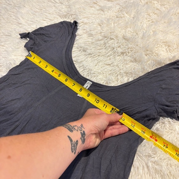 Free People Gray Silver Sparkle Swing Top Woman’s size medium - Picture 5 of 11